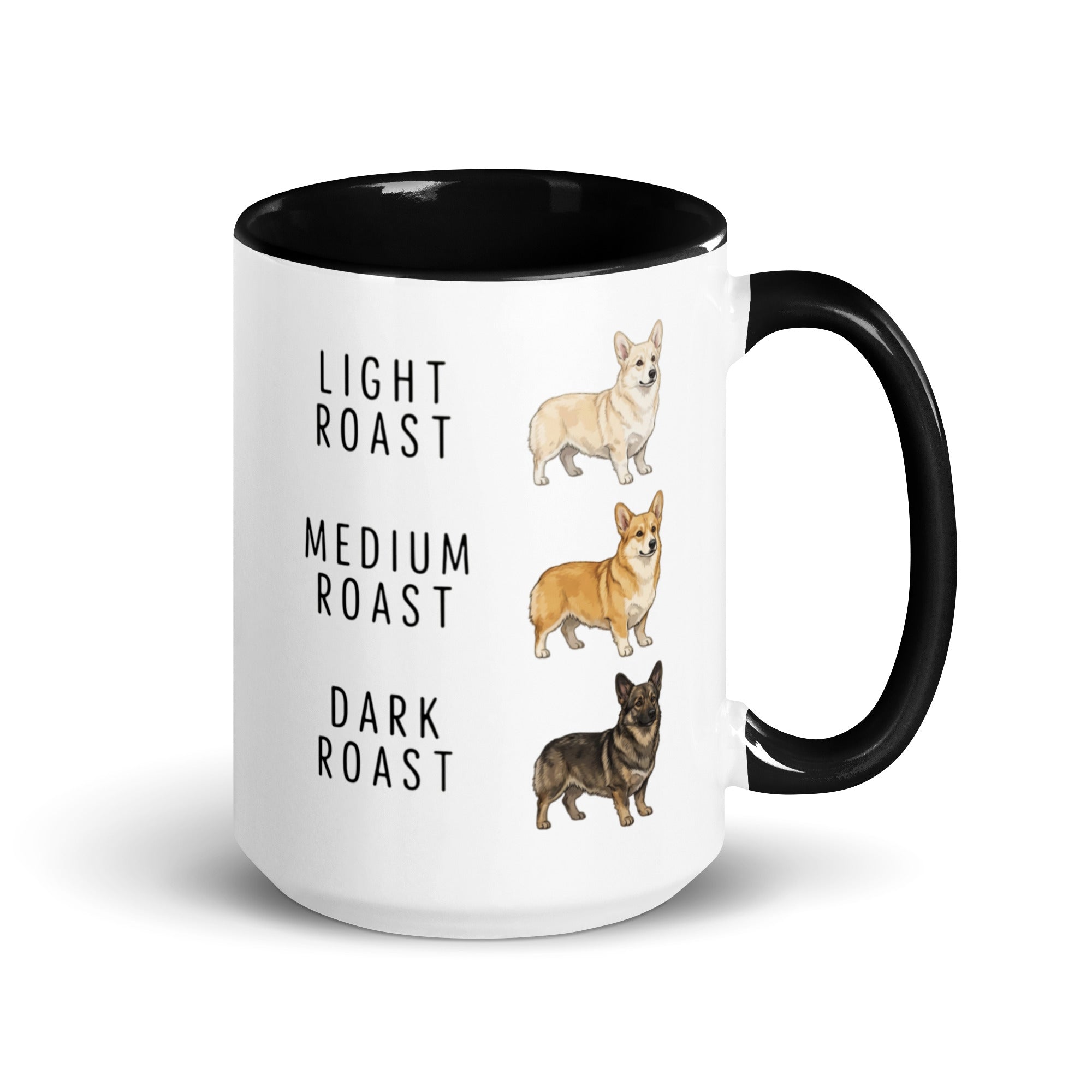 Corgi Coffee Roast Mug . Black 15 oz