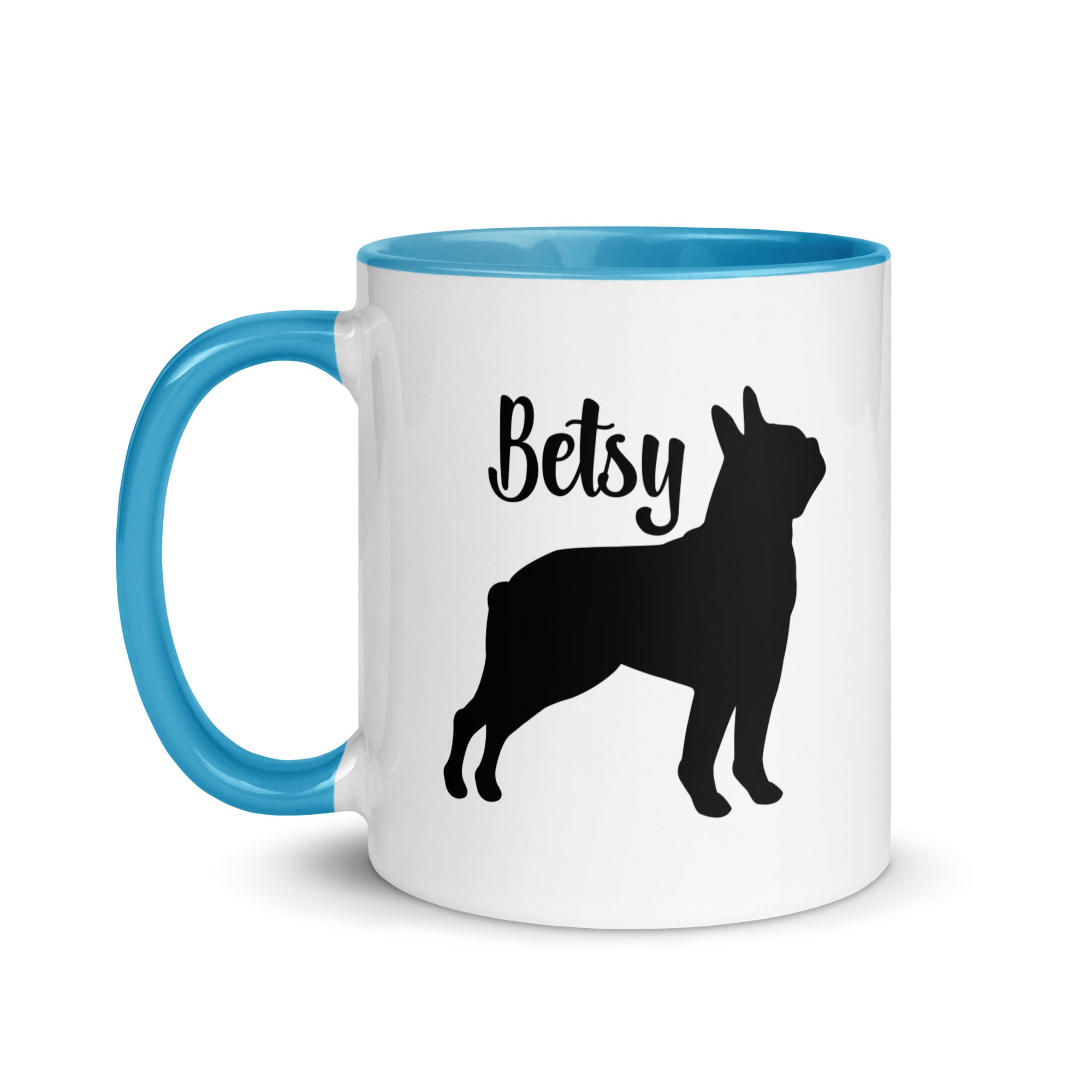 Custom Name with Boston Terrier Silhouette Mug with Color Inside