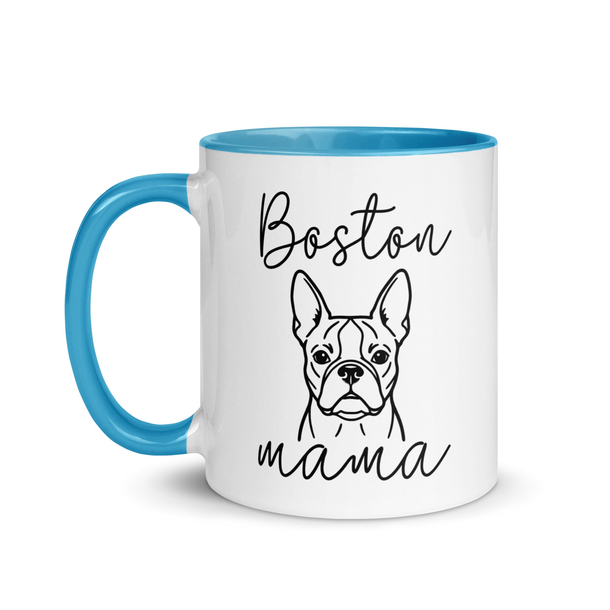 Boston Mama Mode Mug with Color Inside . Blue