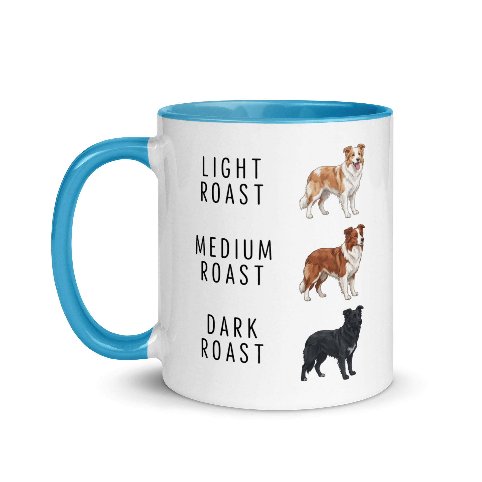 Border Collie Coffee Roast Mug . Blue 11 oz