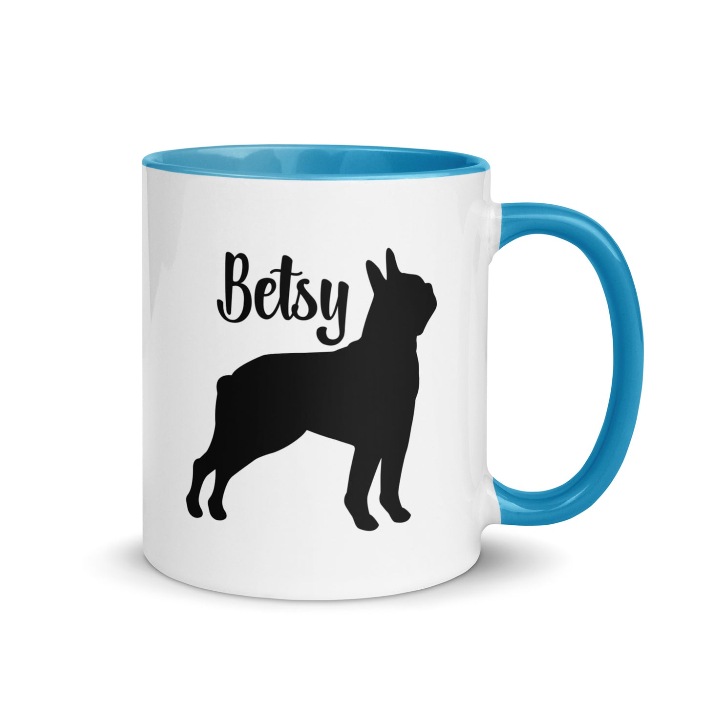 Custom Name with Boston Terrier Silhouette Mug with Color Inside