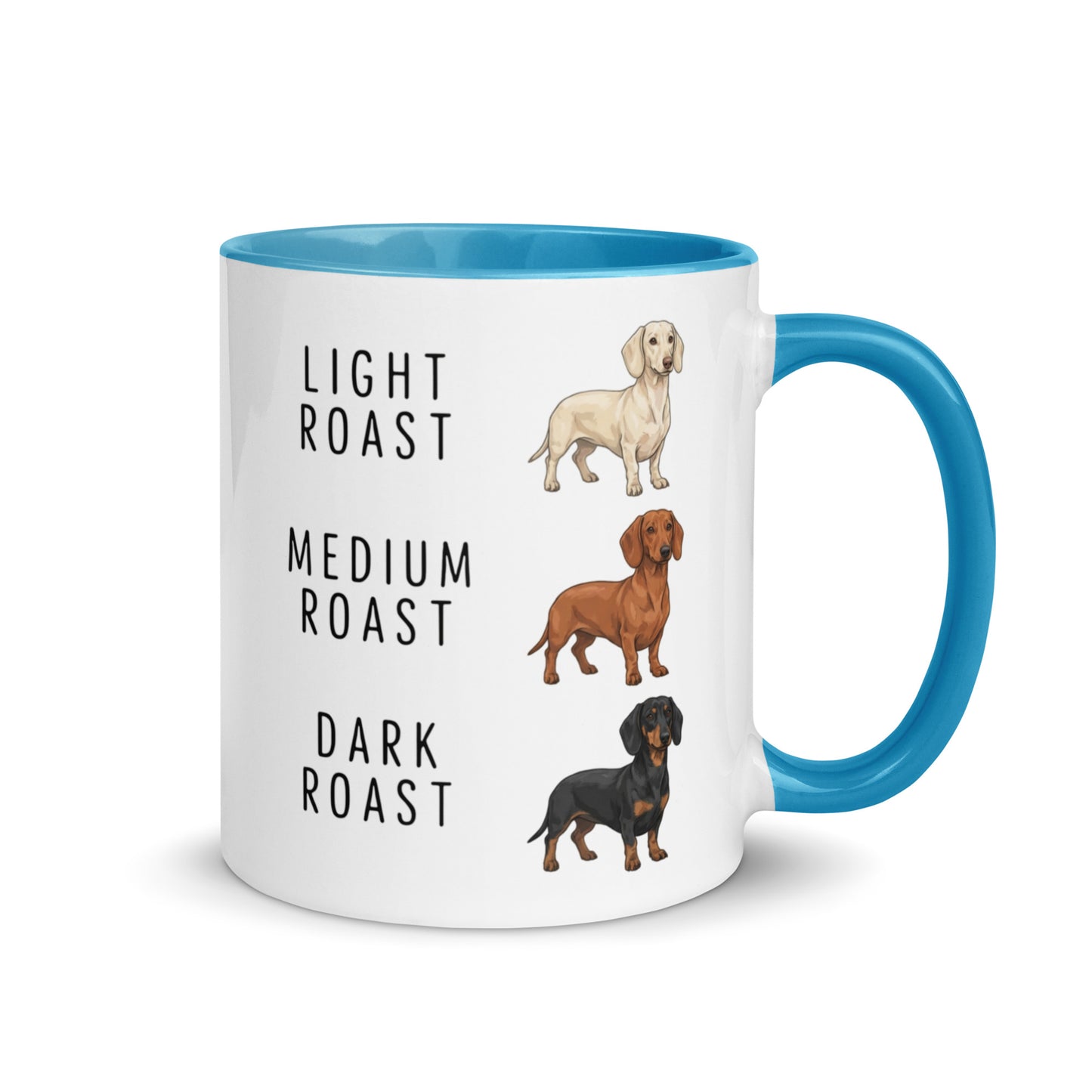 Dachshund Coffee Roast Mug . Blue 11 oz