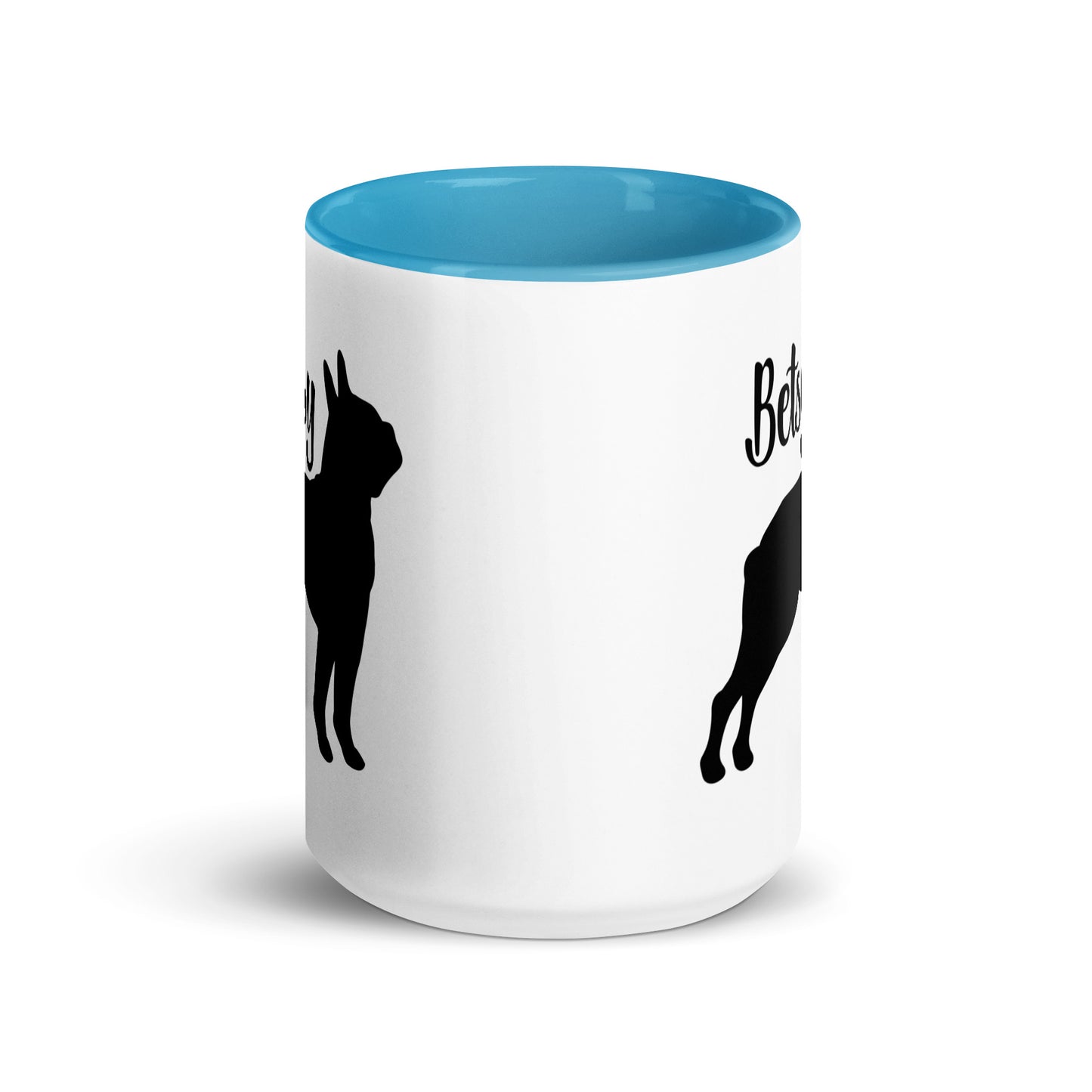 Custom Name with Boston Terrier Silhouette Mug with Color Inside