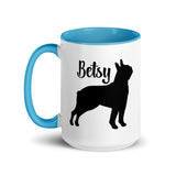 Custom Name with Boston Terrier Silhouette Mug with Color Inside