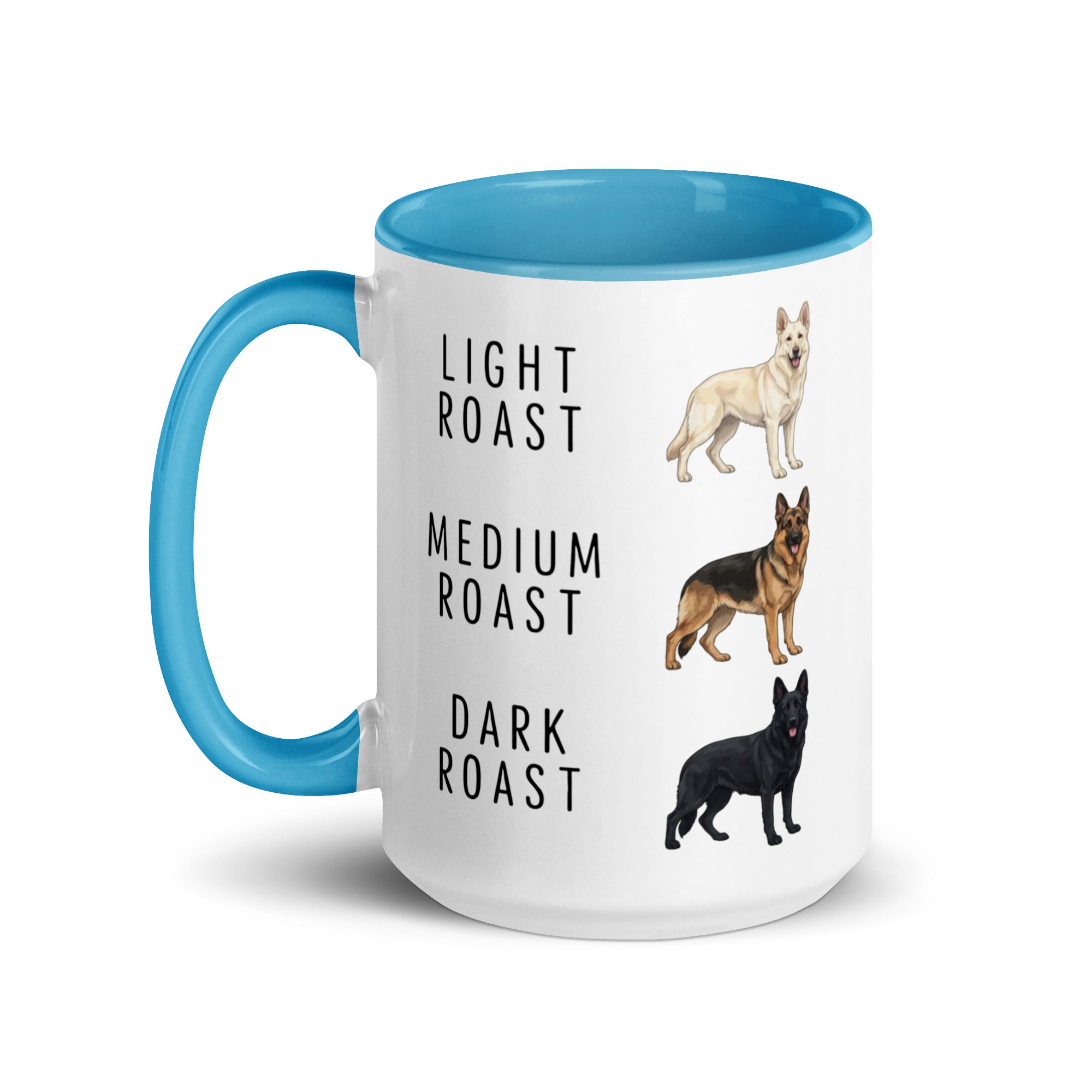 German Shepherd Coffee Roast Mug . Blue 15 oz