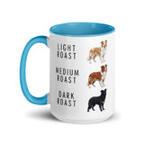 Border Collie Coffee Roast Mug . Blue 15 oz