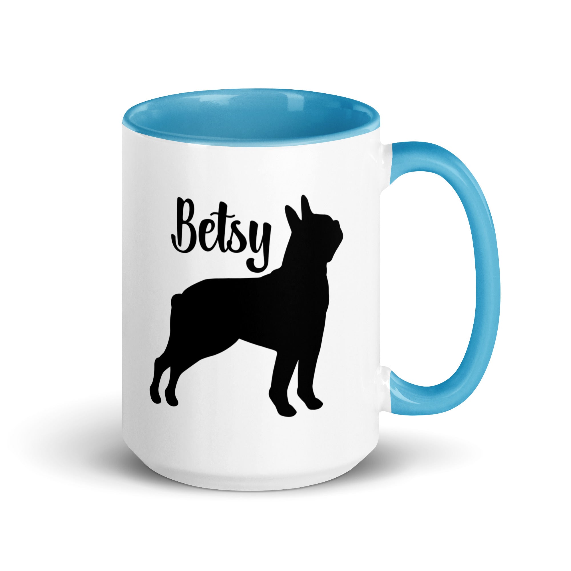 Custom Name with Boston Terrier Silhouette Mug with Color Inside
