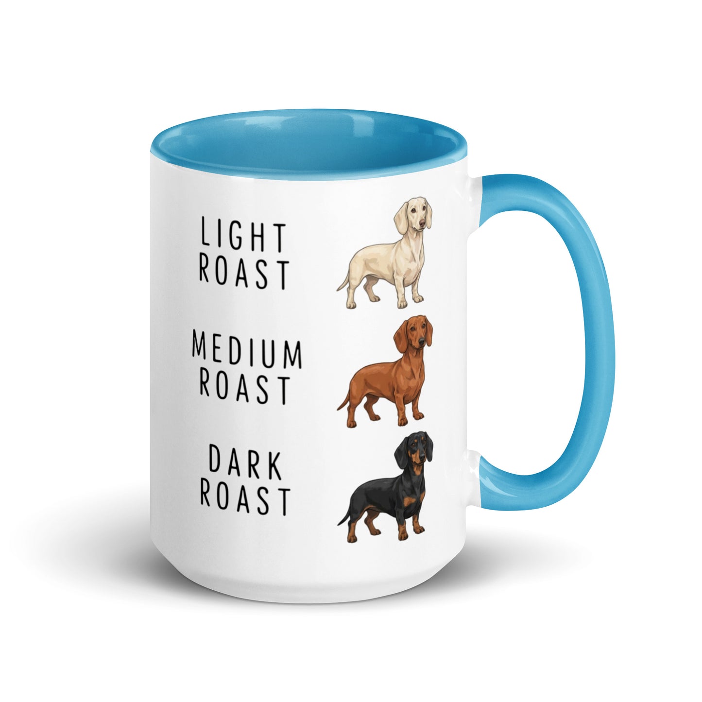 Dachshund Coffee Roast Mug . Blue 15 oz