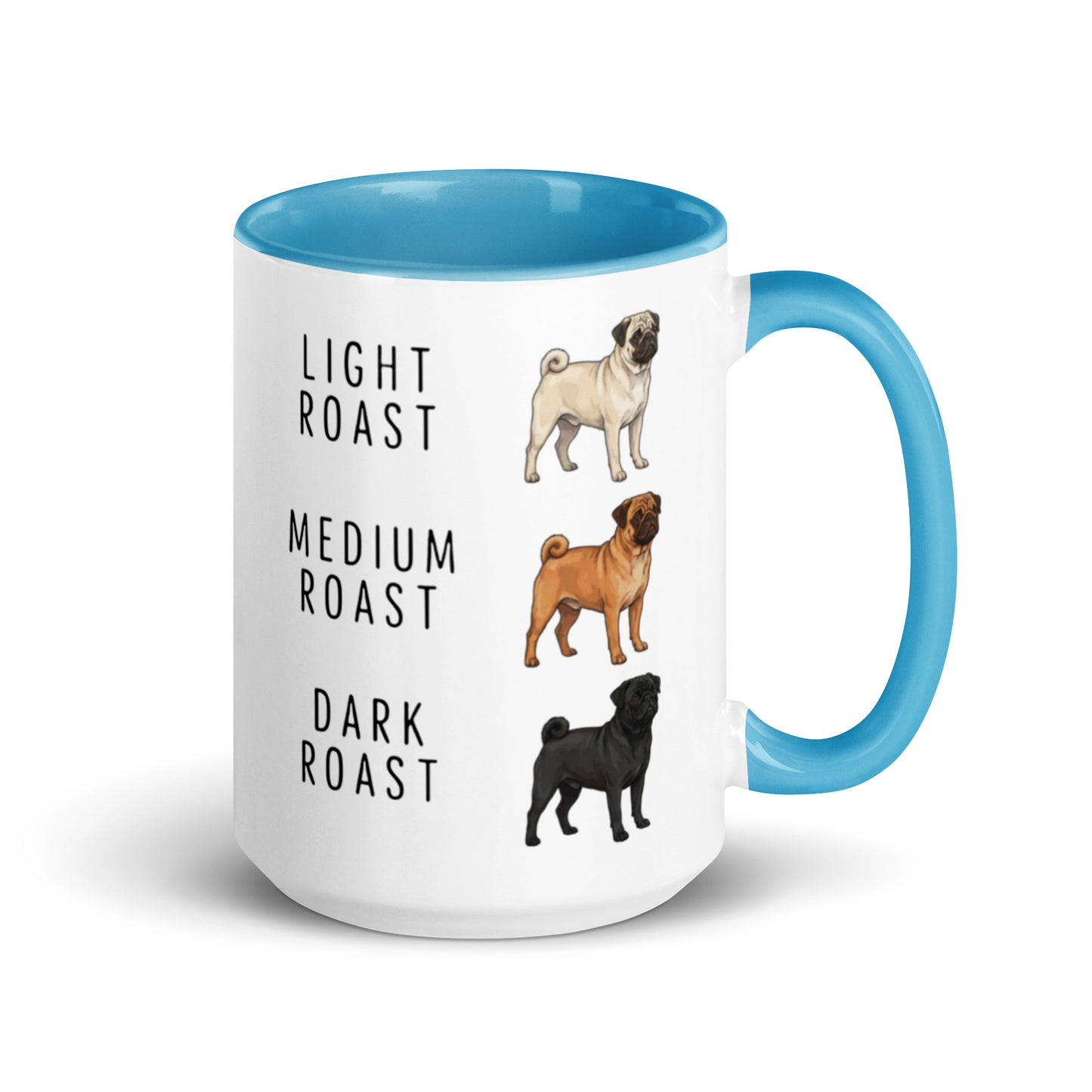 Pug Coffee Roast Mug . Blue 15 oz