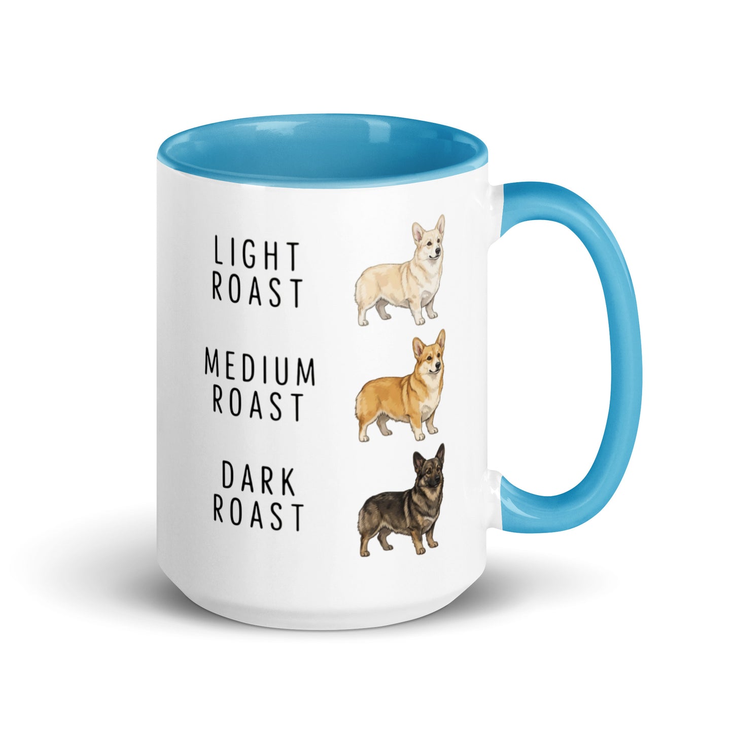 Corgi Coffee Roast Mug . Blue 15 oz