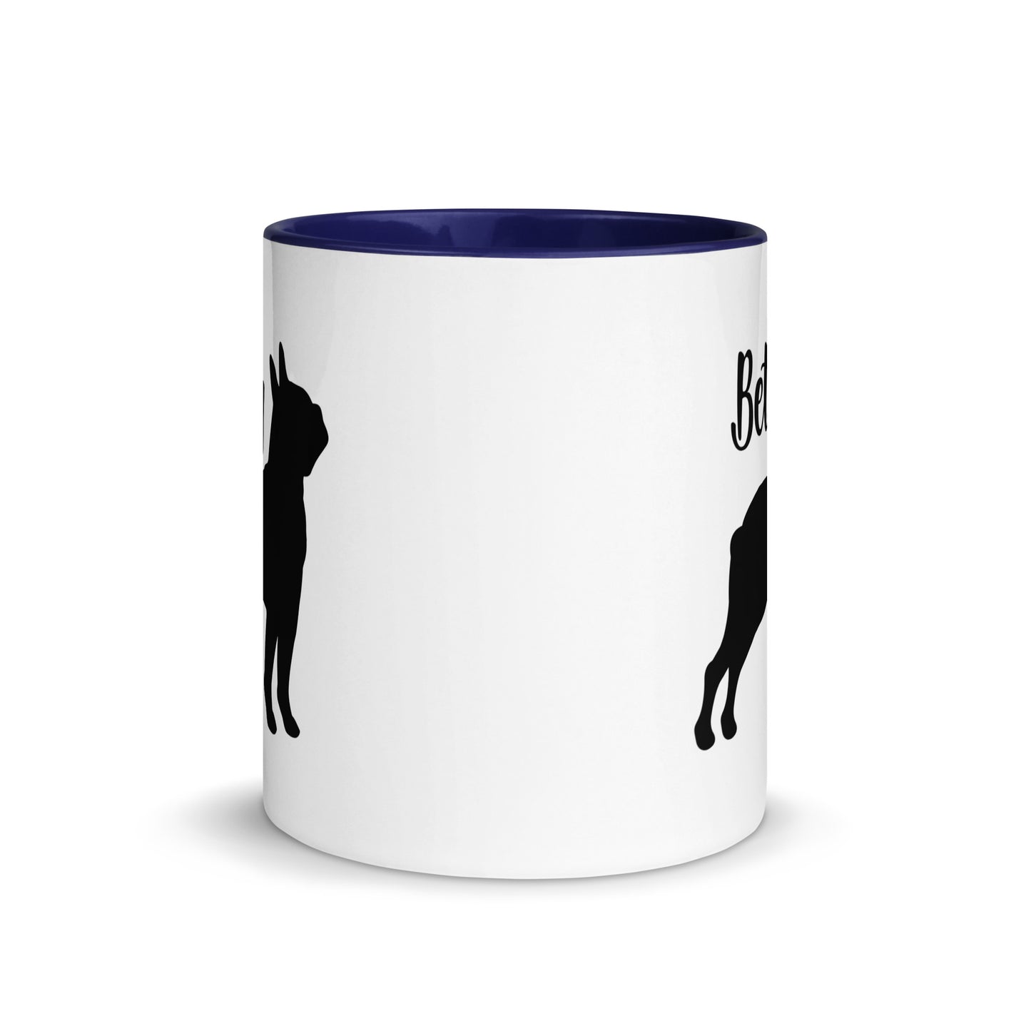 Custom Name with Boston Terrier Silhouette Mug with Color Inside