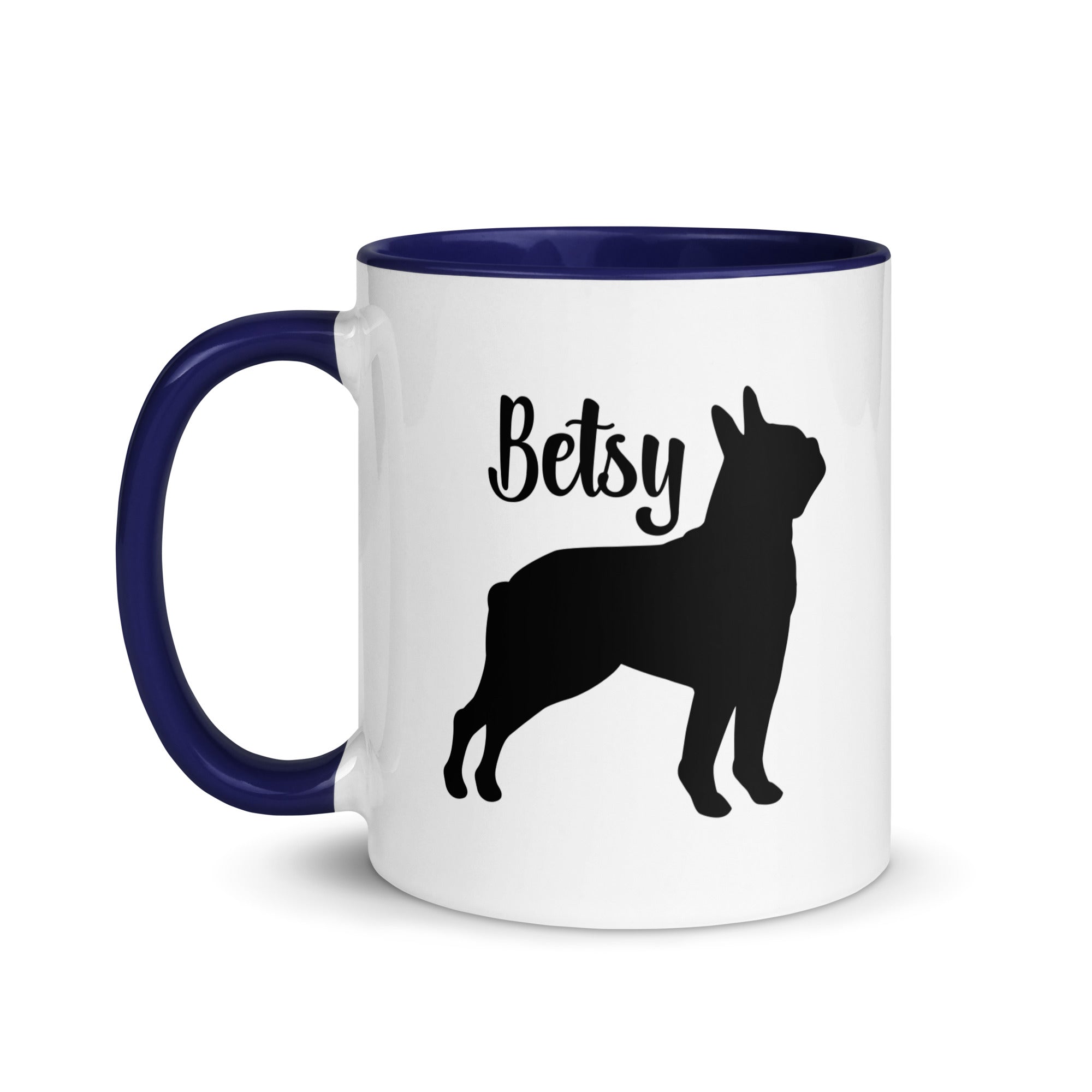 Custom Name with Boston Terrier Silhouette Mug with Color Inside