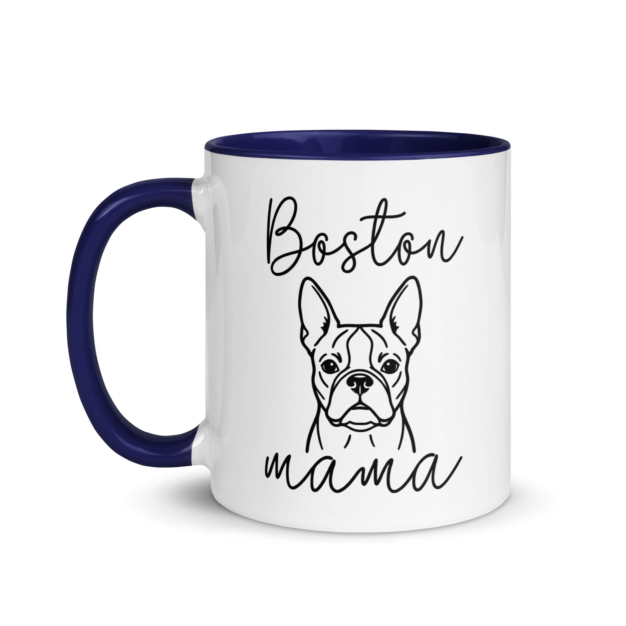 Boston Mama Mode Mug with Color Inside . Dark Blue 11 oz