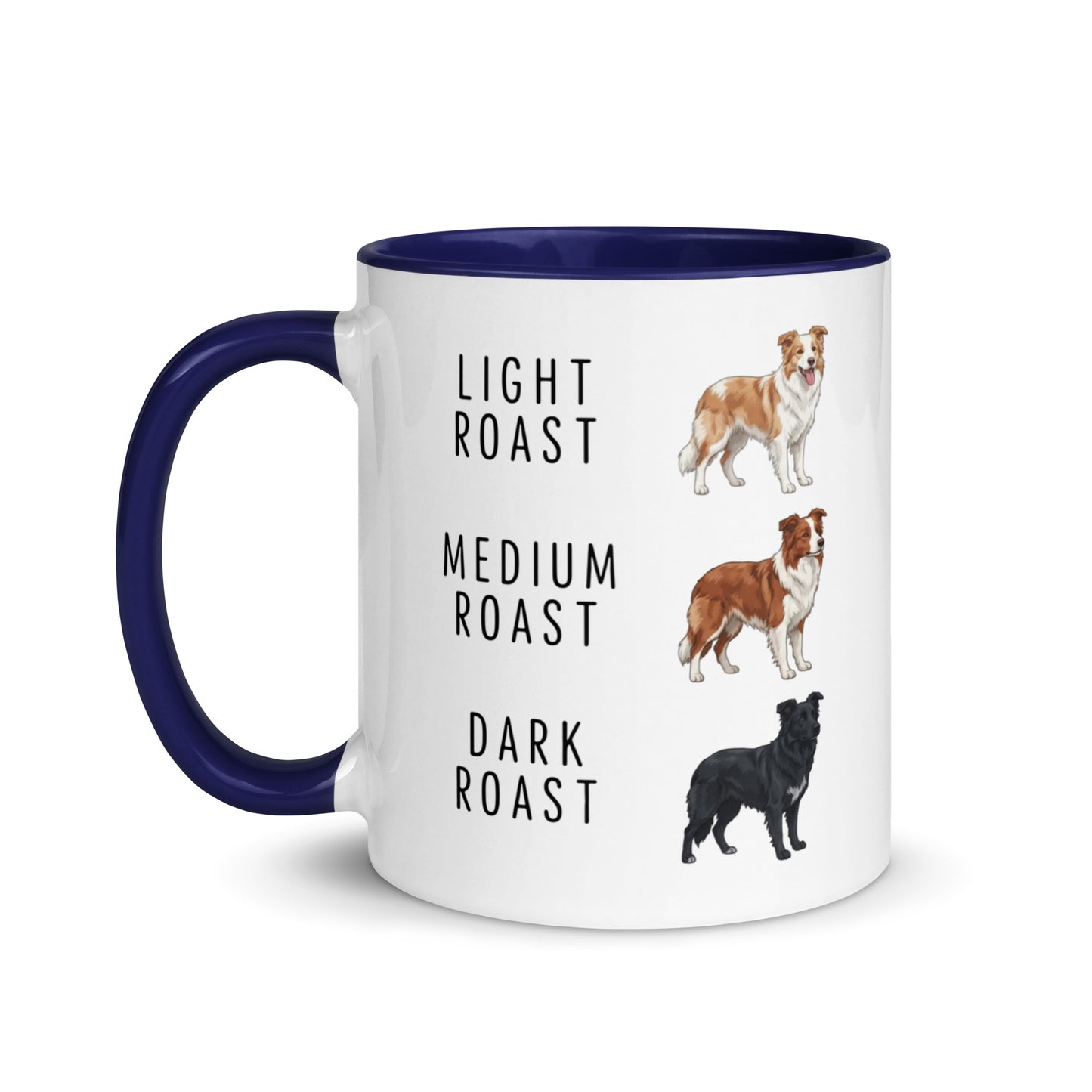 Border Collie Coffee Roast Mug . Dark Blue 11 oz