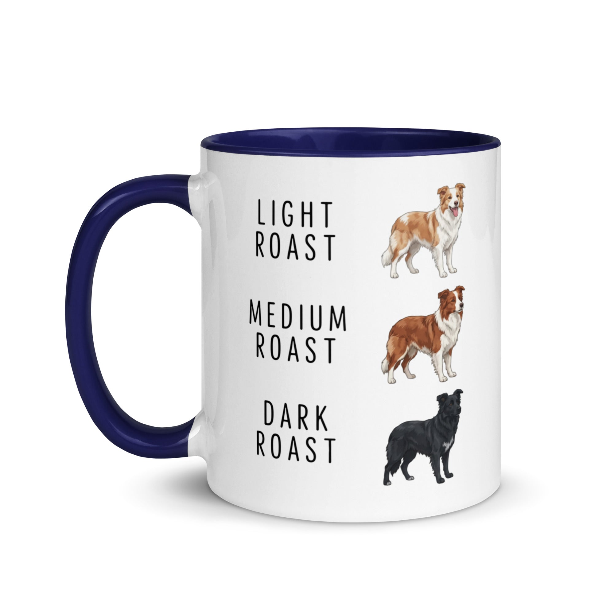 Border Collie Coffee Roast Mug . Dark Blue 11 oz