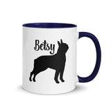 Custom Name with Boston Terrier Silhouette Mug with Color Inside