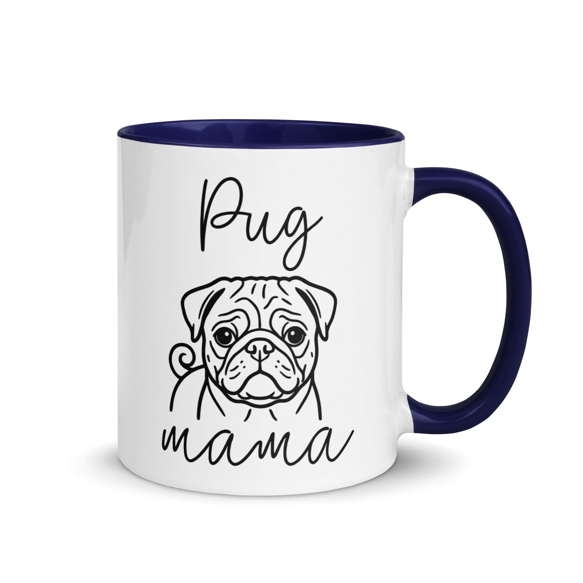 Pug Mama Mode Mug . Dark Blue 11 oz