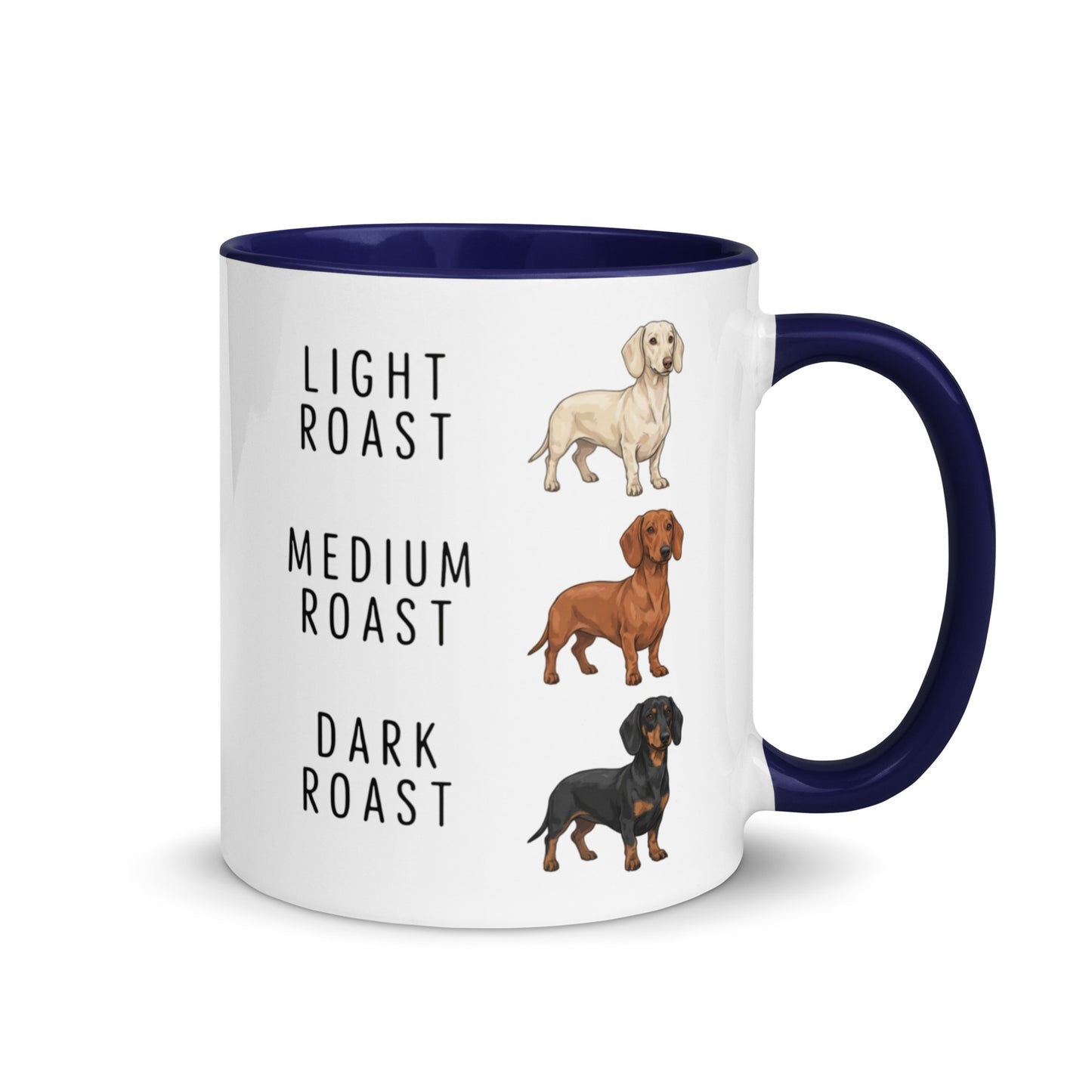 Dachshund Coffee Roast Mug . Dark Blue 11 oz
