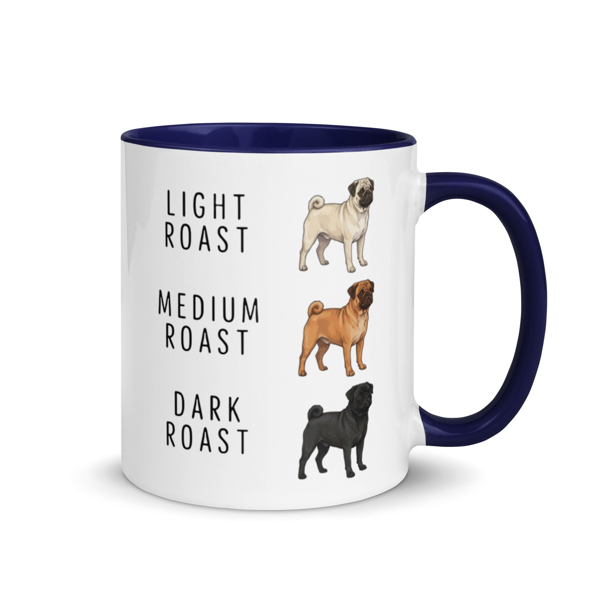 Pug Coffee Roast Mug . Dark Blue 11 oz