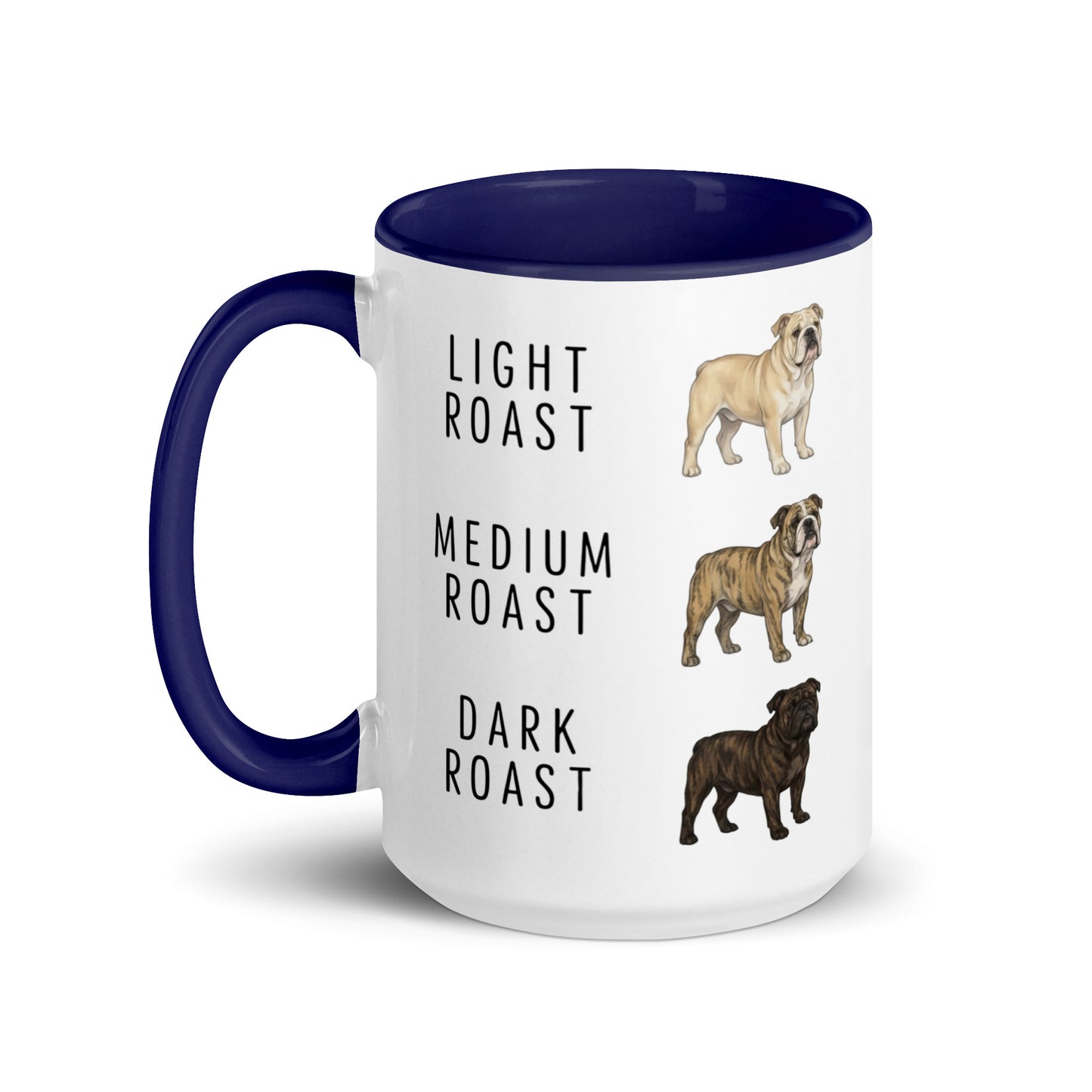 English Bulldog Coffee Roast Mug . Dark Blue 15 oz