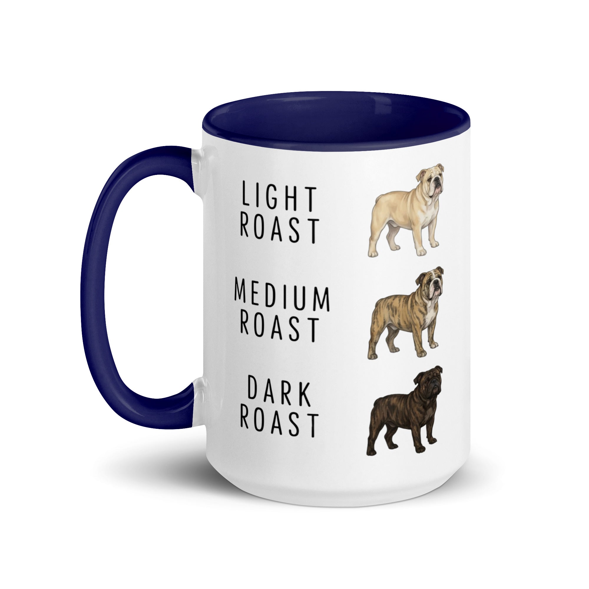 English Bulldog Coffee Roast Mug . Dark Blue 15 oz