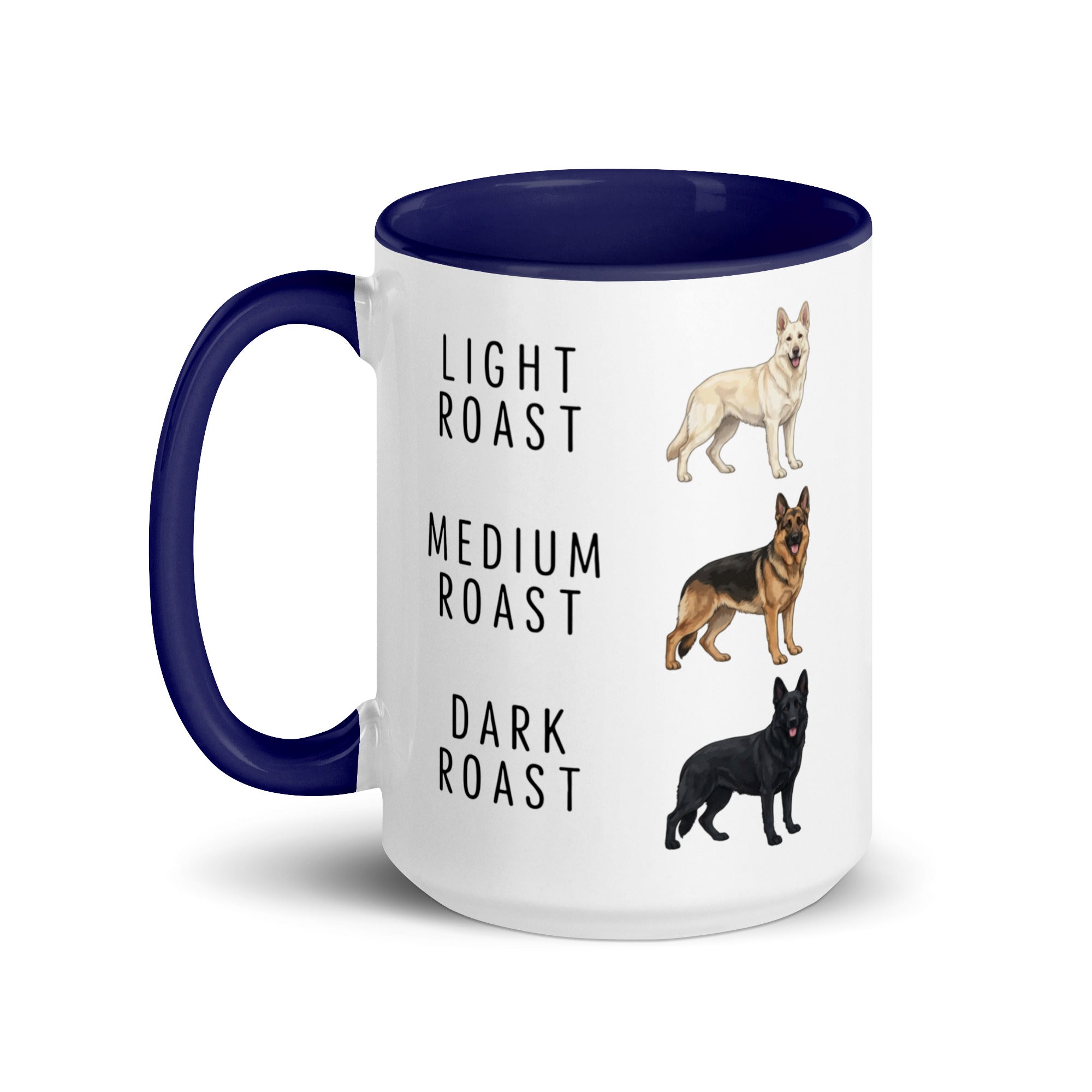 German Shepherd Coffee Roast Mug . Dark Blue 15 oz