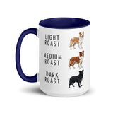 Border Collie Coffee Roast Mug . Dark Blue 15 oz