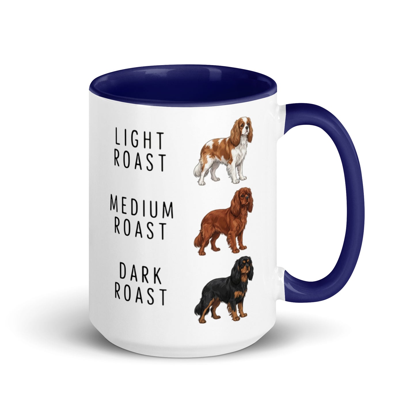 Cavalier King Charles Spaniel Coffee Roast Mug . Dark Blue 15 oz