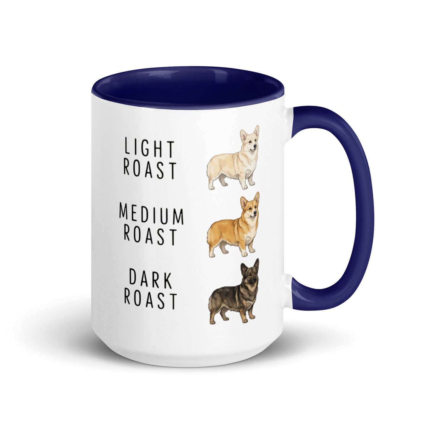 Corgi Coffee Roast Mug . Dark Blue 15 oz