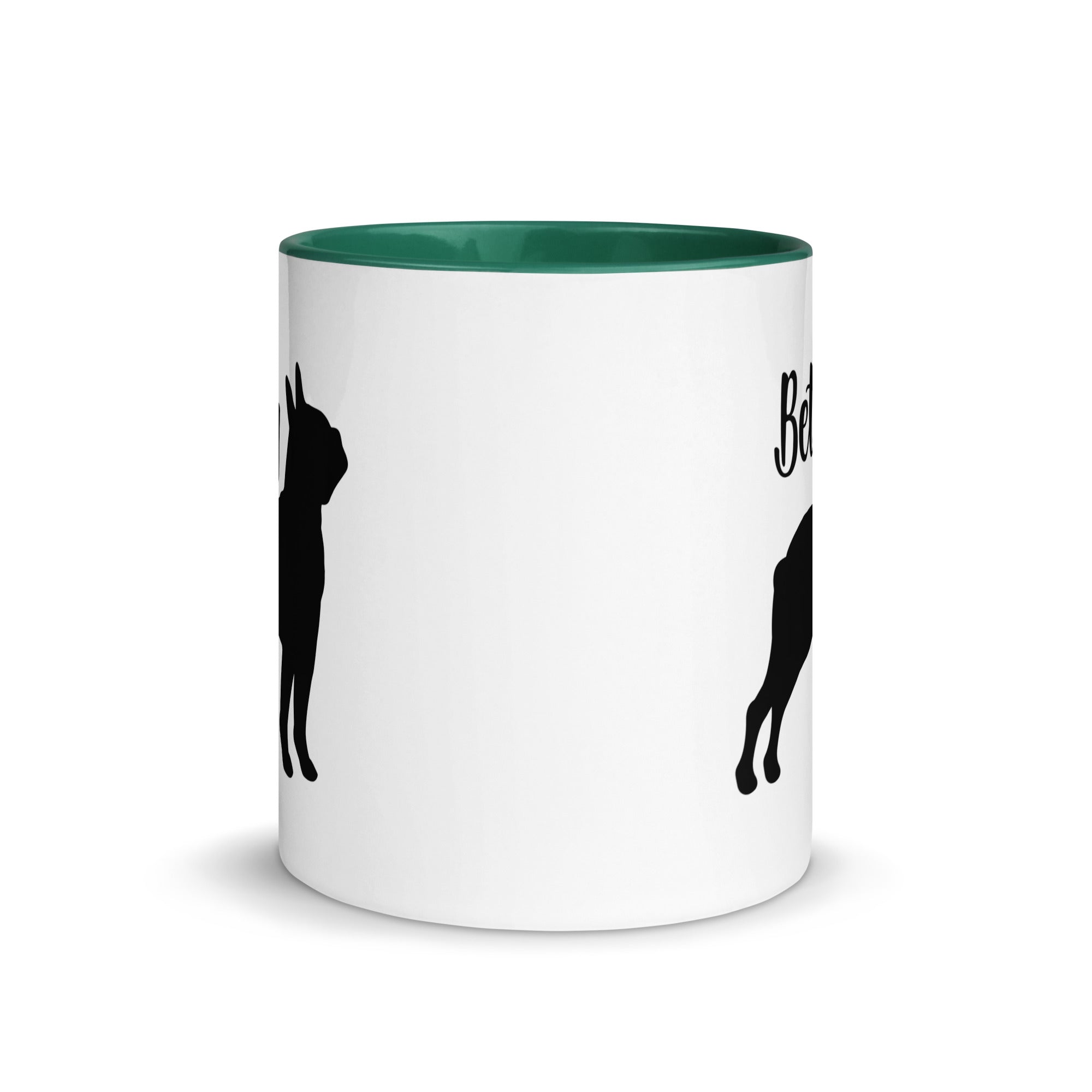 Custom Name with Boston Terrier Silhouette Mug with Color Inside