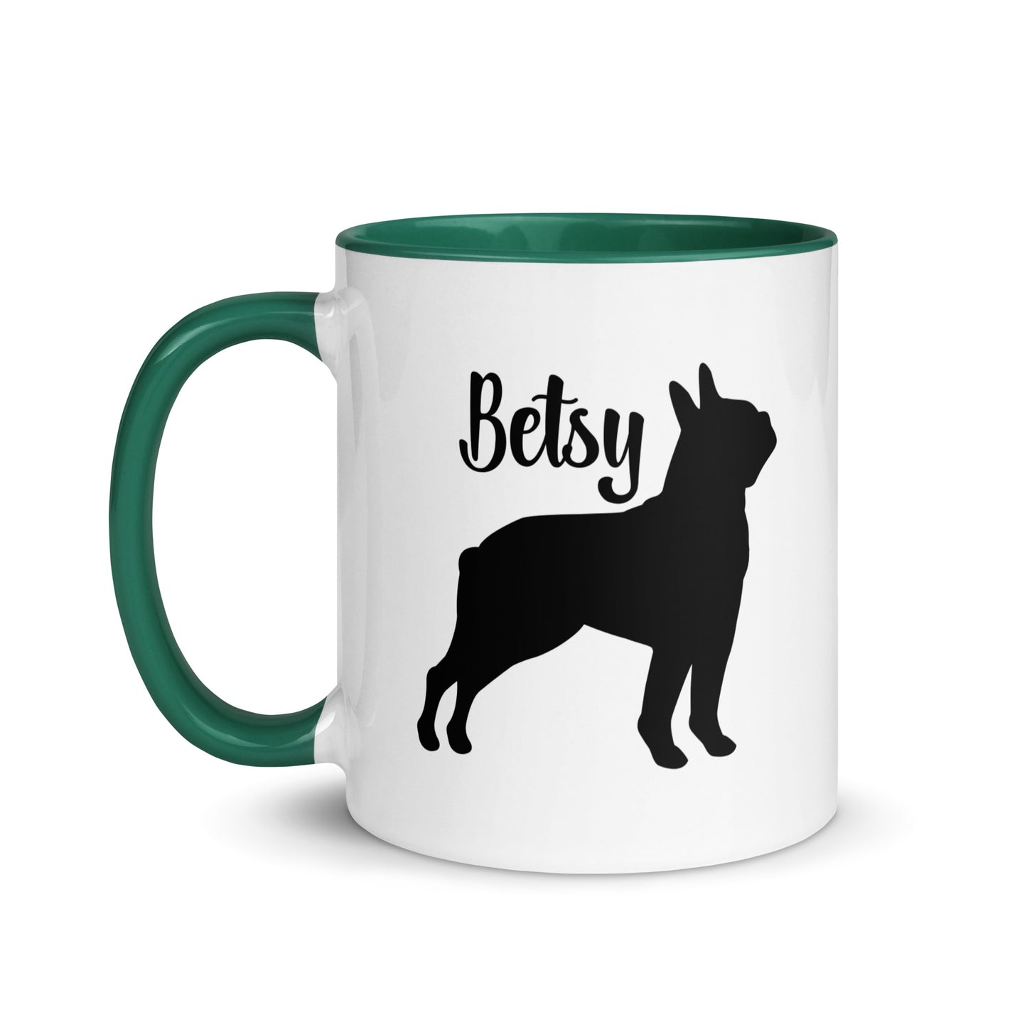 Custom Name with Boston Terrier Silhouette Mug with Color Inside