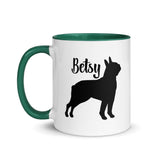 Custom Name with Boston Terrier Silhouette Mug with Color Inside