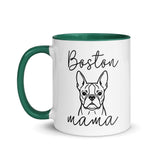 Boston Mama Mode Mug with Color Inside . Dark green