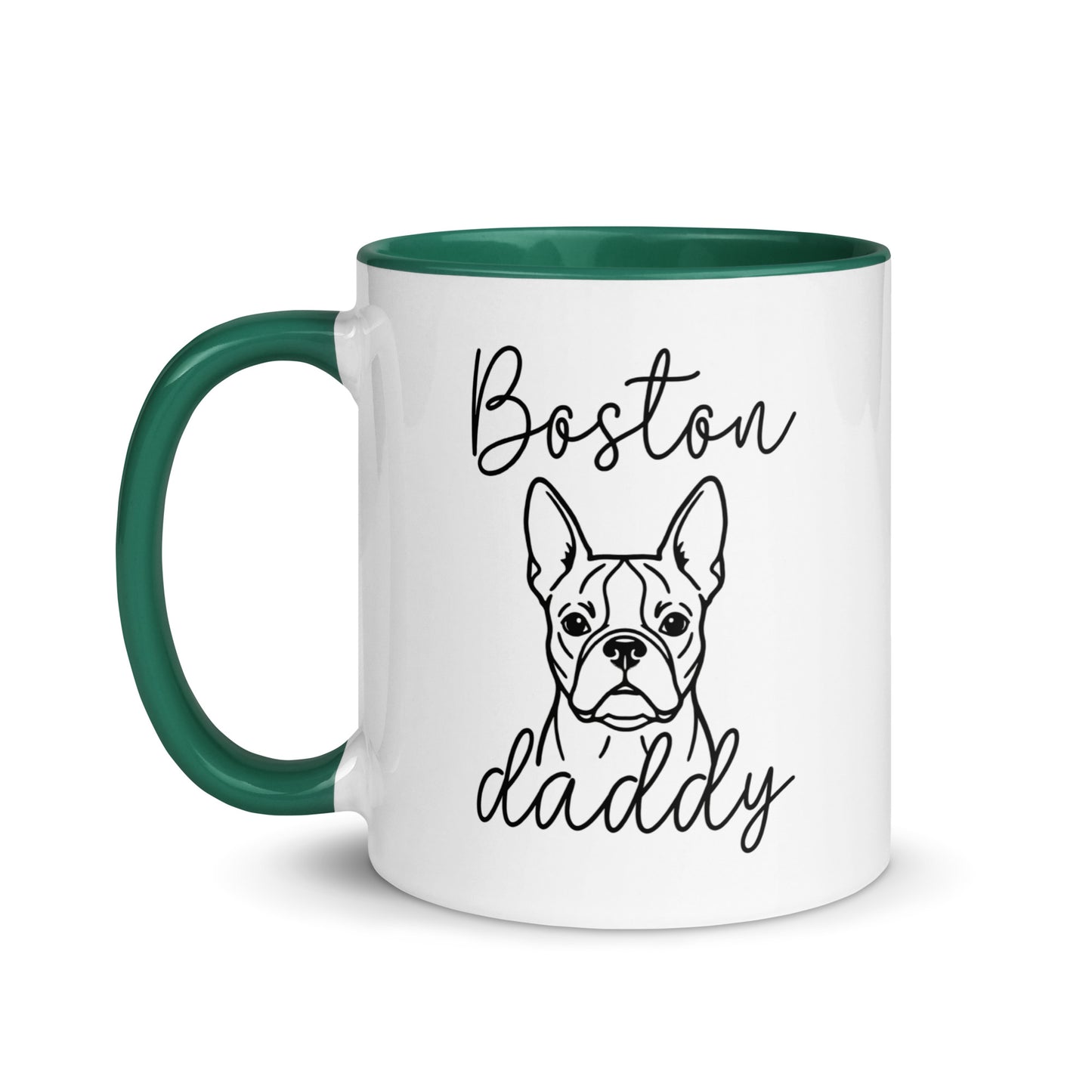 Boston Daddy Mode Mug with Color Inside . Dark green
