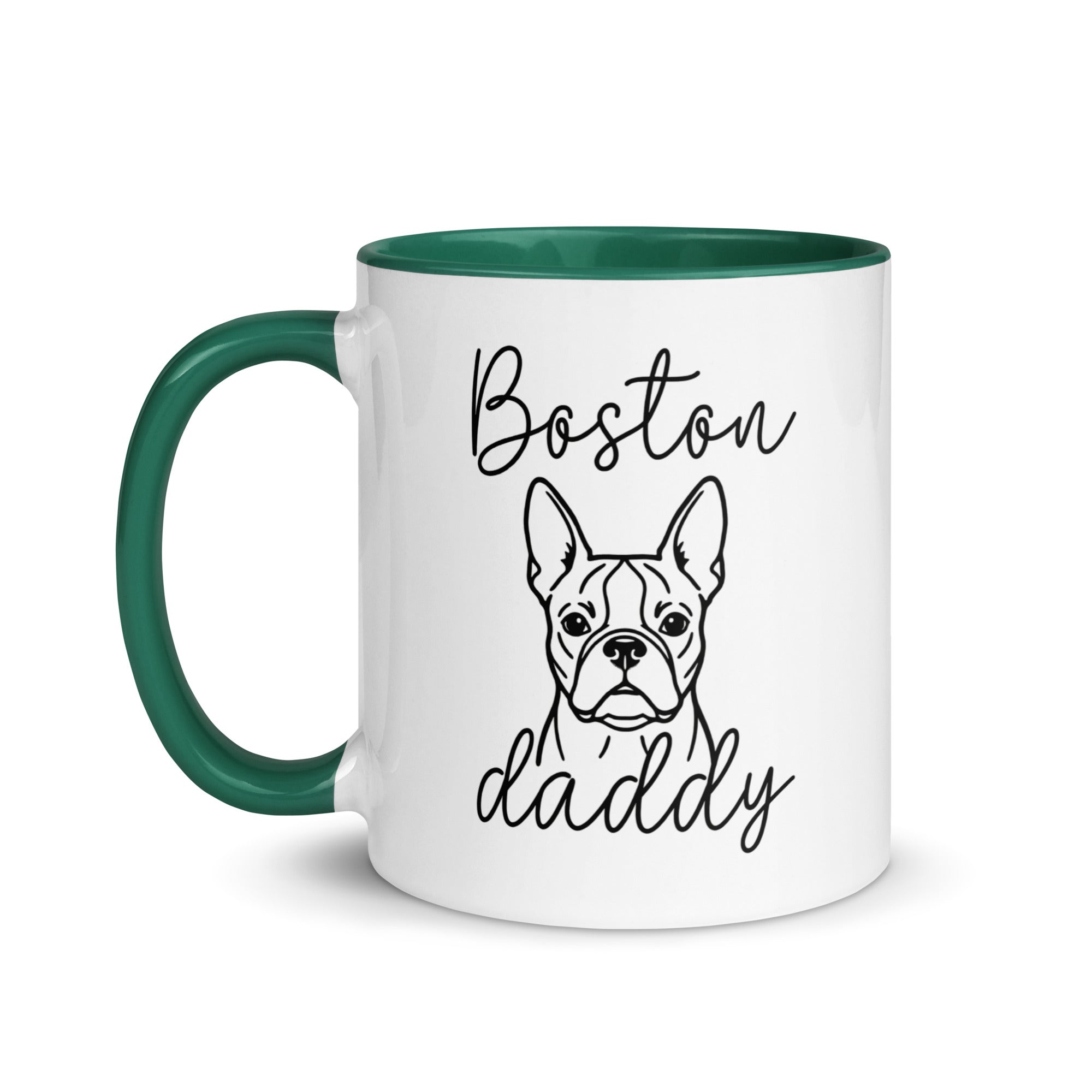 Boston Daddy Mode Mug with Color Inside . Dark green