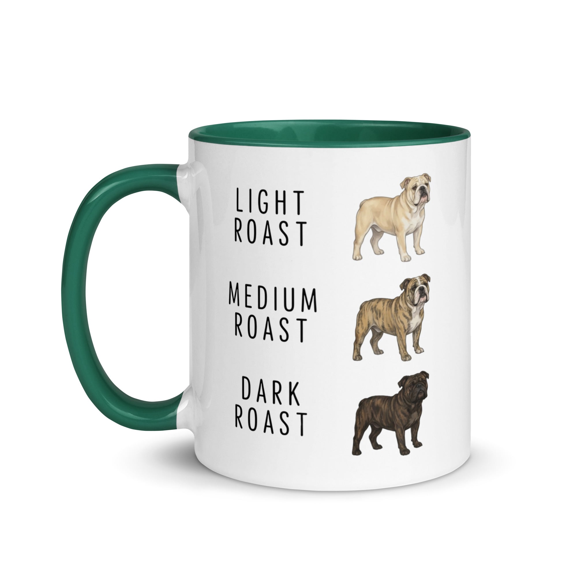 English Bulldog Coffee Roast Mug . Dark green 11 oz