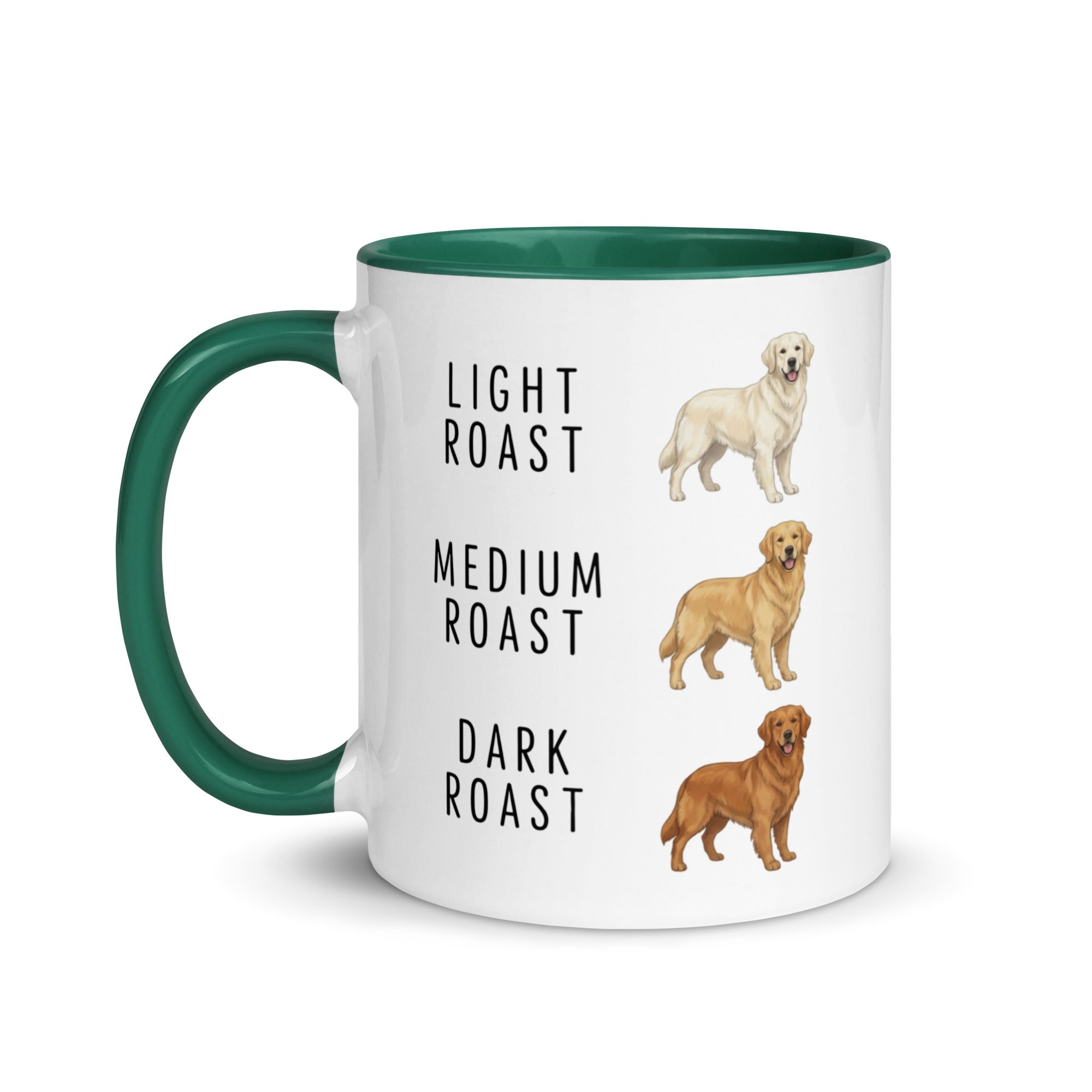 Golden Retriever Coffee Roast Mug . Dark green 11 oz
