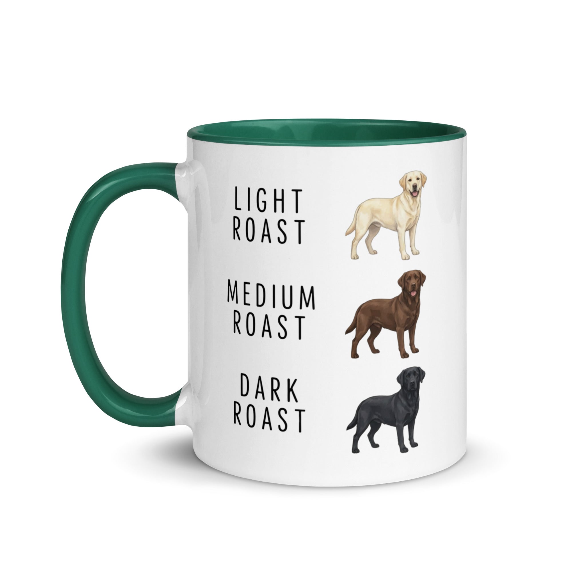 Labrador Retrievers Coffee Roast Mug . Dark green 11 oz