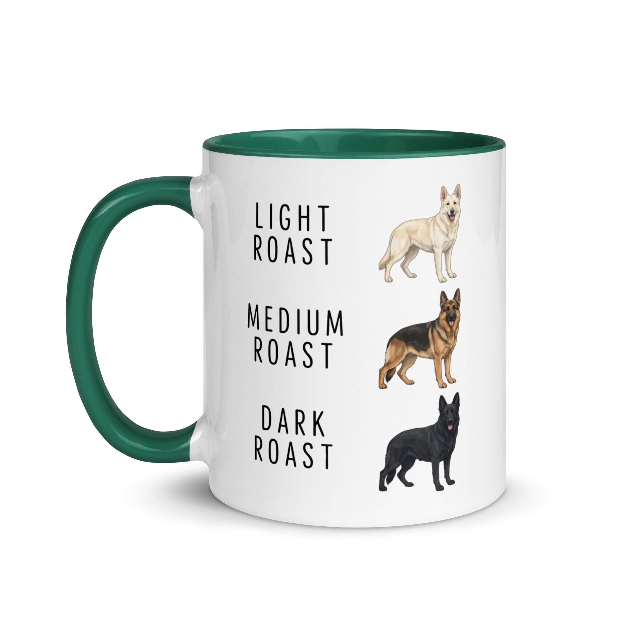 German Shepherd Coffee Roast Mug . Dark green 11 oz