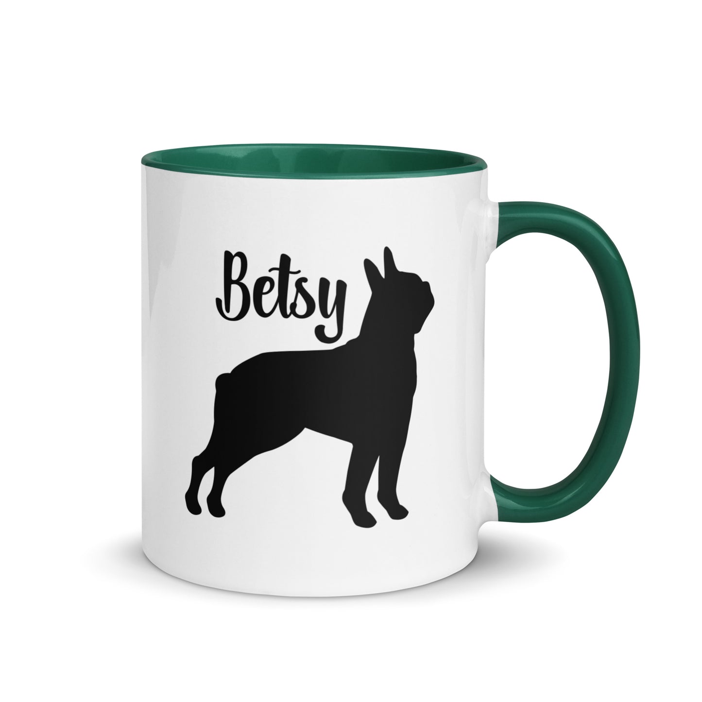 Custom Name with Boston Terrier Silhouette Mug with Color Inside