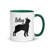 Custom Name with Boston Terrier Silhouette Mug with Color Inside