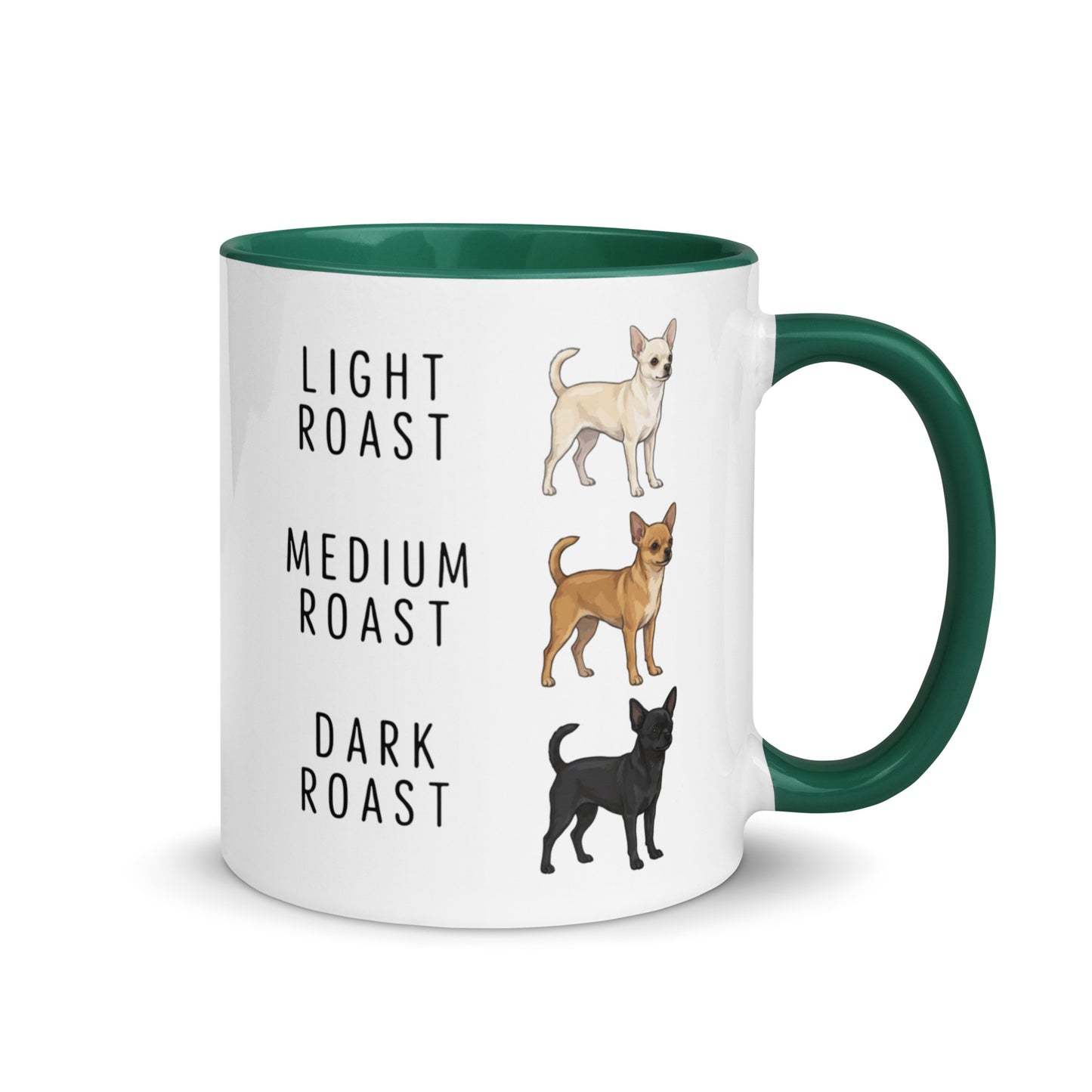 Chihuahua Coffee Roast Mug . Dark green 11 oz