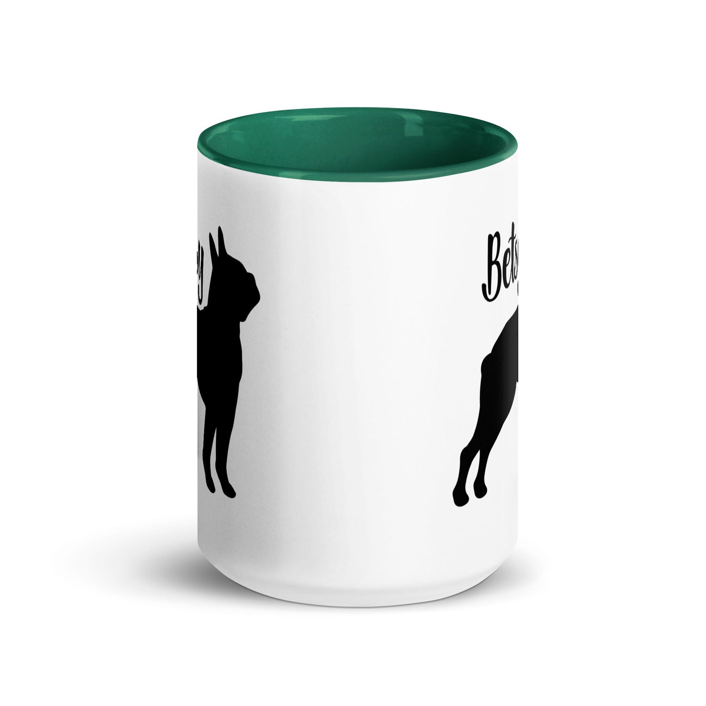 Custom Name with Boston Terrier Silhouette Mug with Color Inside