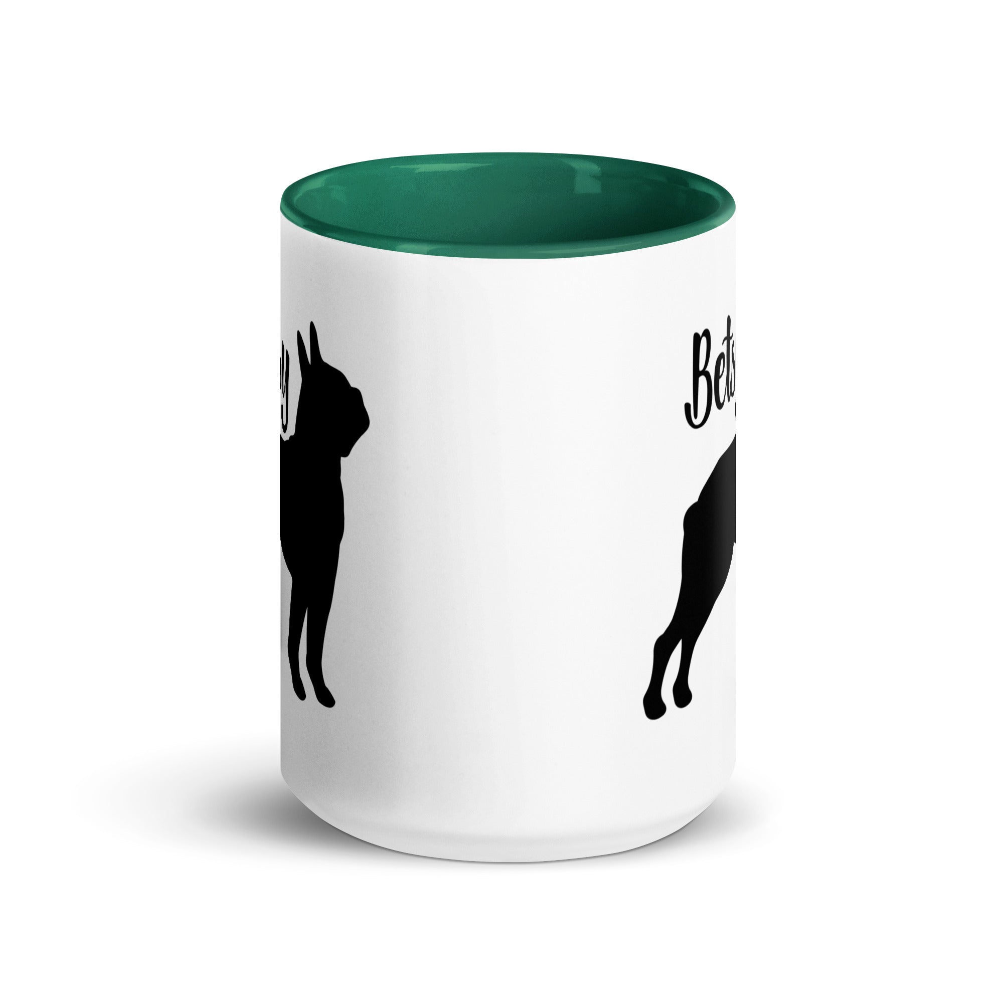 Custom Name with Boston Terrier Silhouette Mug with Color Inside