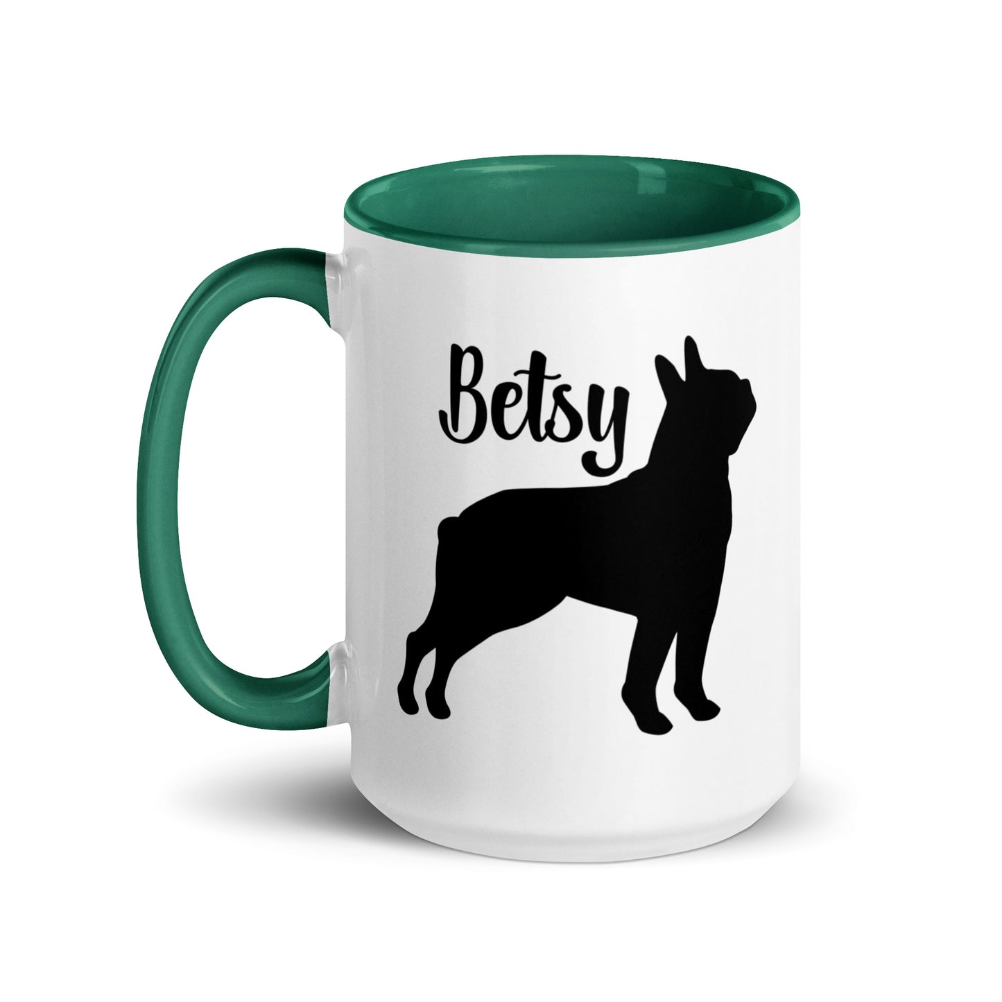 Custom Name with Boston Terrier Silhouette Mug with Color Inside