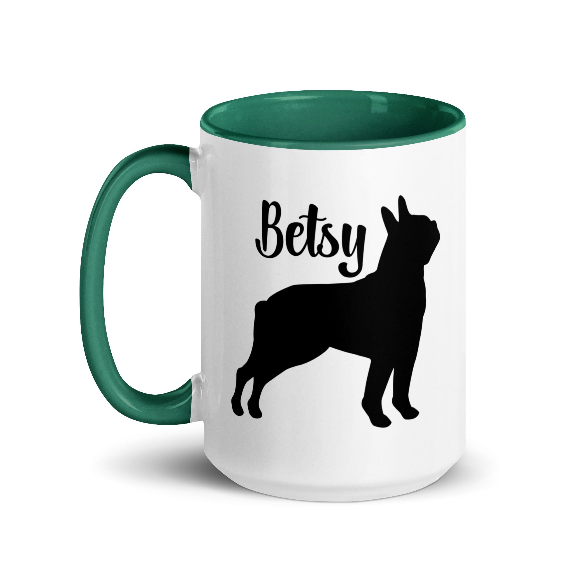 Custom Name with Boston Terrier Silhouette Mug with Color Inside