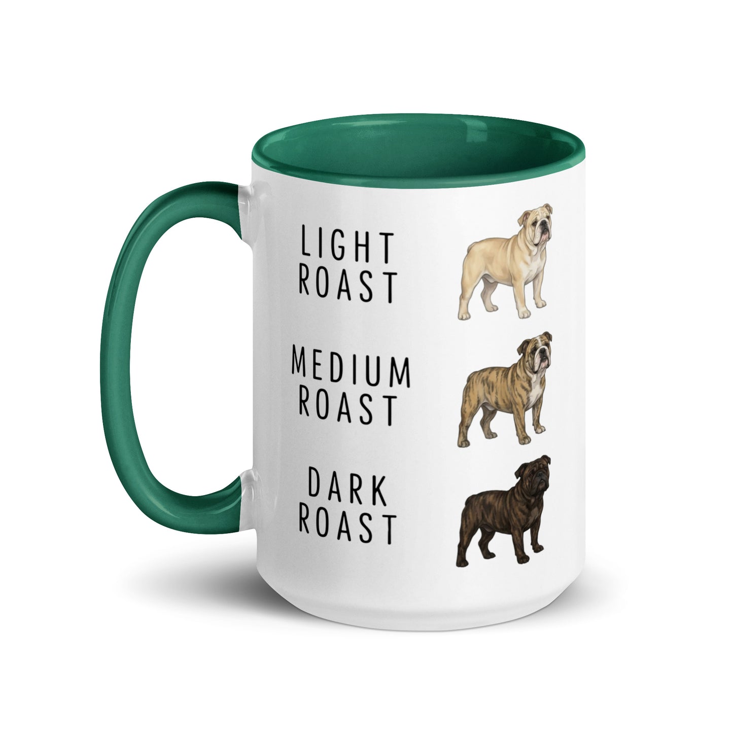 English Bulldog Coffee Roast Mug . Dark green 15 oz