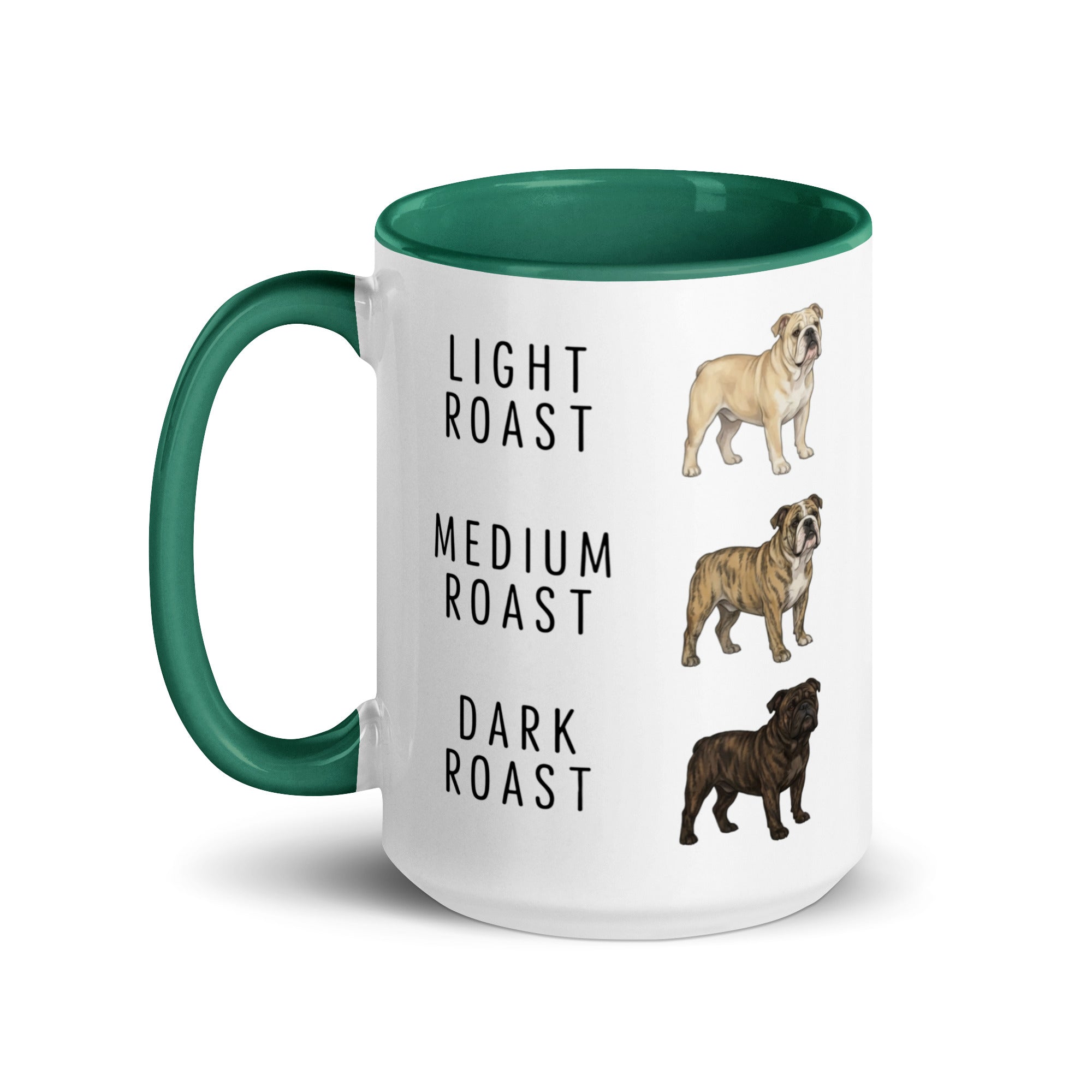 English Bulldog Coffee Roast Mug . Dark green 15 oz