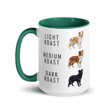 Border Collie Coffee Roast Mug . Dark green 15 oz