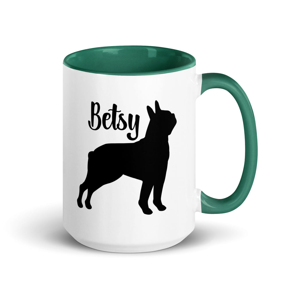 Custom Name with Boston Terrier Silhouette Mug with Color Inside